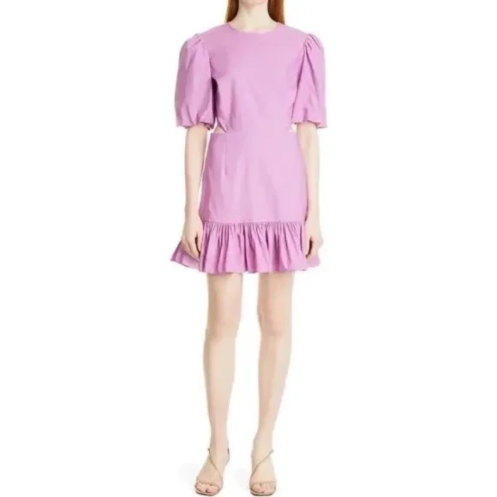 Veronica Beard Iker Puff Sleeve Cutout Dress in Vivid Orchid Size 10 New NWT